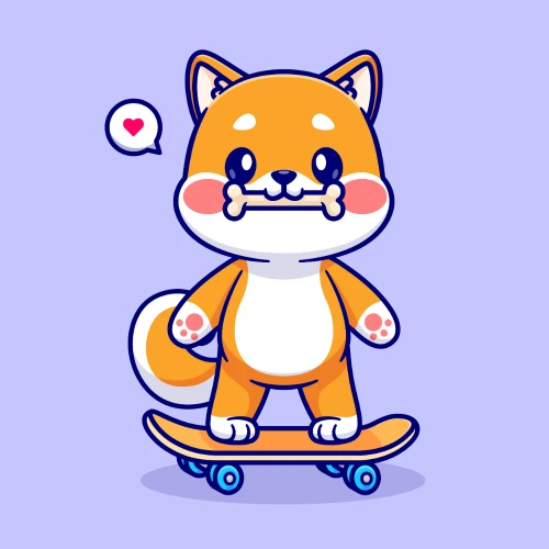 a skateboarding Shiba Inu